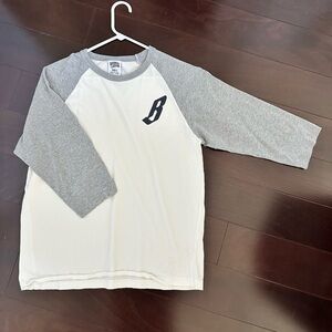 Billionaire Boys Club Gray and White 3/4 Sleeve Tee, size L